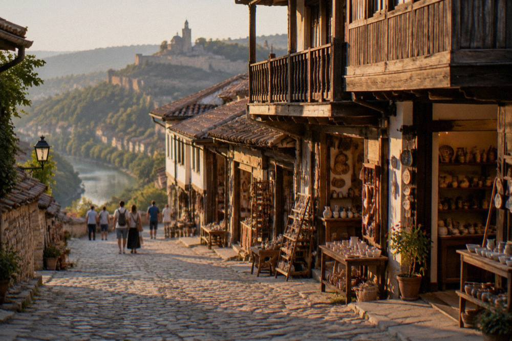 A cobbled street of small craft workshops in the Samovodska Charshiya quarter