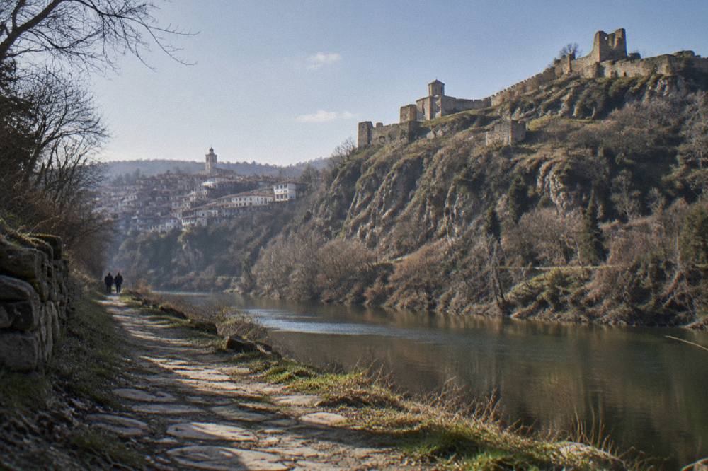 Bare hilltop fortress ruins in cold light