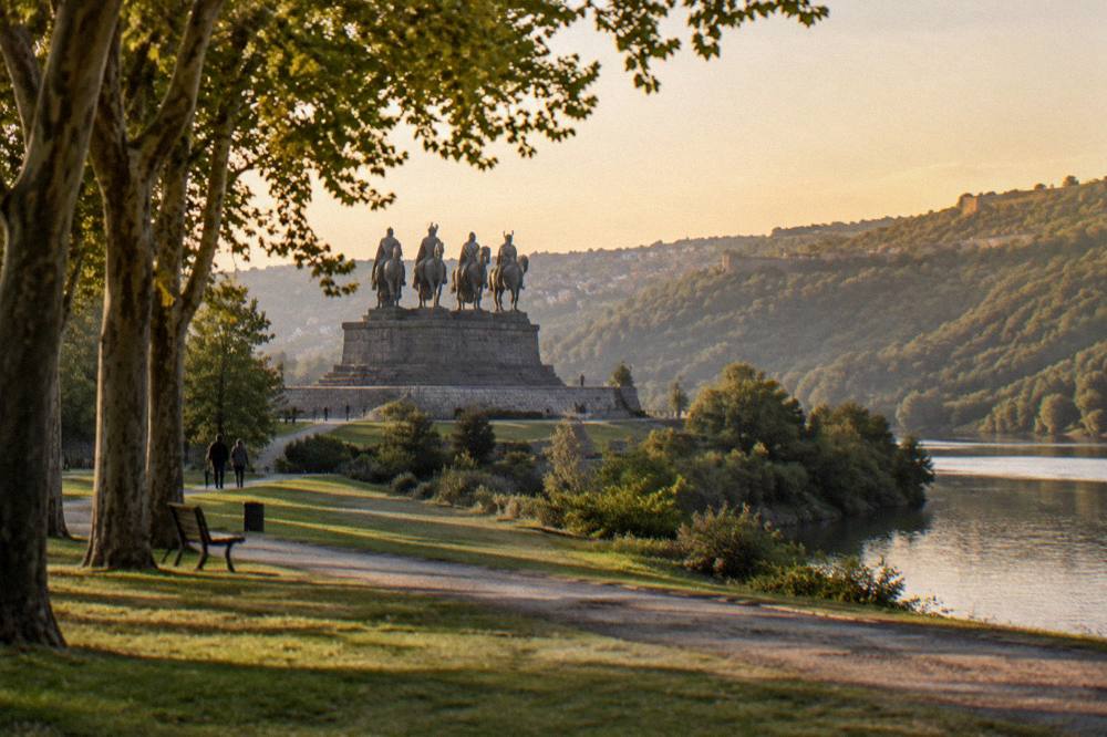 The Asenevtsi Monument, four stone kings on horseback, above the Yantra river