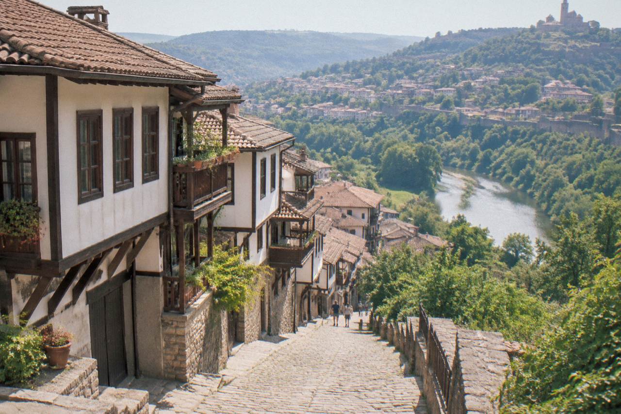 Rooftops of Veliko Tarnovo climbing the hills above the Yantra river bend