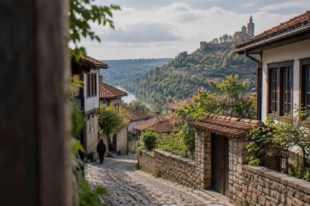 Cobbled lane in the Varosha old quarter with traditional houses