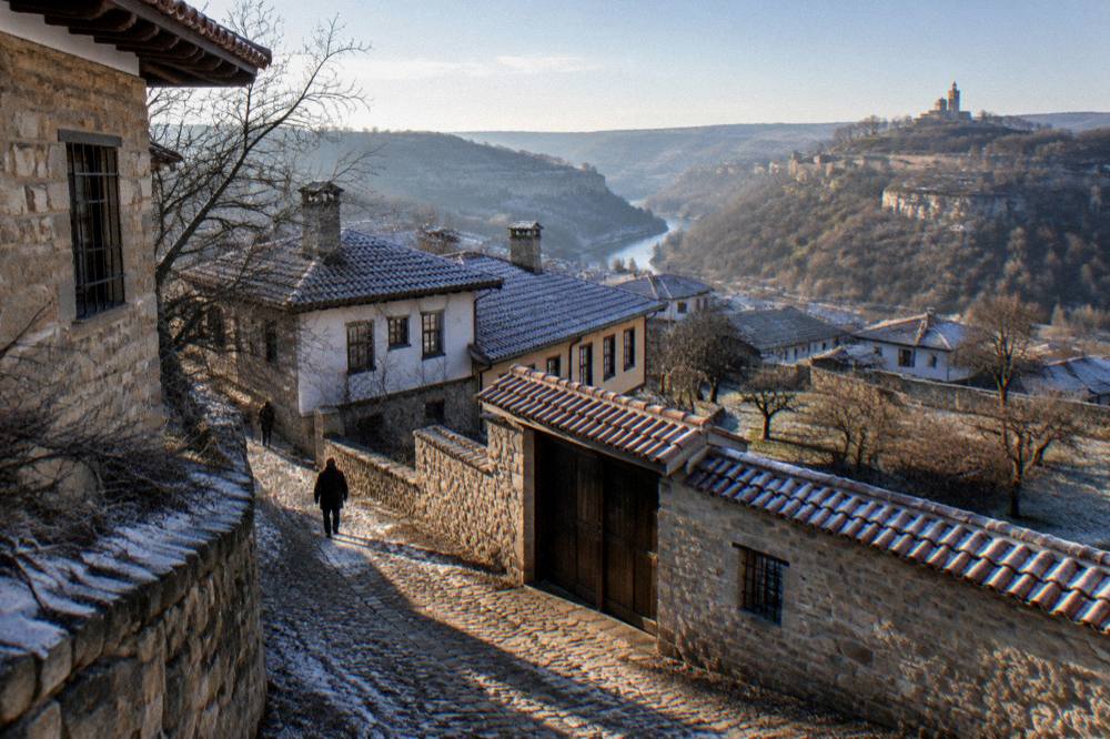 Stone houses of Arbanasi village on a hillside above the Yantra valley